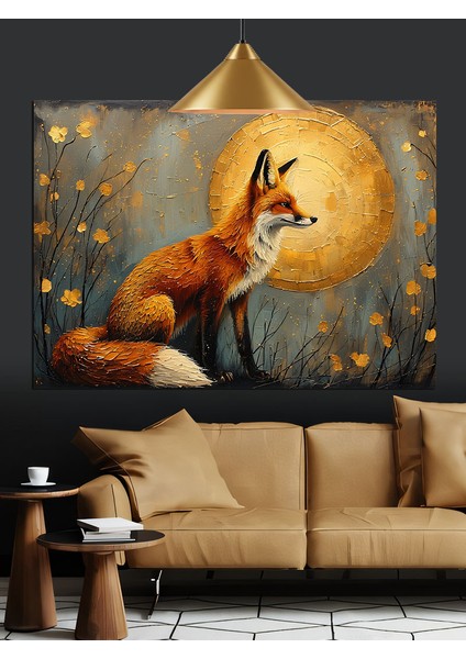 Tilki Yerde Oturuyor Portre Dekoratif Kanvas - Mdf Ahşap Tablo fiyatları