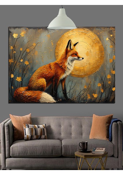 Tilki Yerde Oturuyor Portre Dekoratif Kanvas - Mdf Ahşap Tablo fırsatları