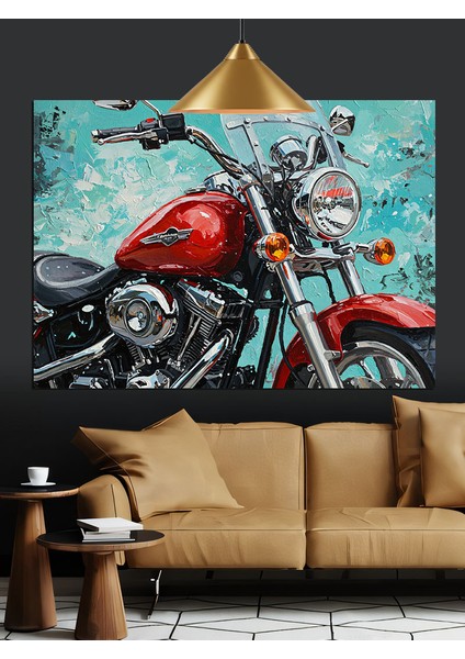 Kırmızı Motorsiklet Detay Çizimi Dekoratif Kanvas - Mdf Ahşap Tablo fırsatları