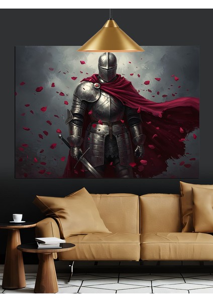 Zırhlı Orta Çağ Şövalyesi Dekoratif Kanvas - Mdf Ahşap Tablo fiyatları