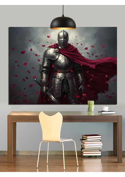 Zırhlı Orta Çağ Şövalyesi Dekoratif Kanvas - Mdf Ahşap Tablo indirimleri