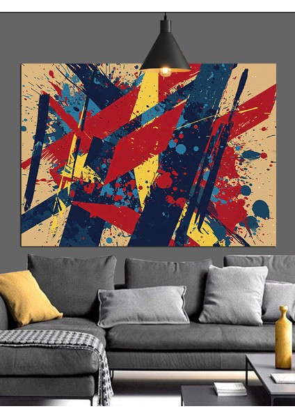 Soyut Dikey Fırça Darbeleri Dekoratif Kanvas - Mdf Ahşap Tablo