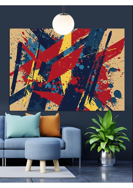 Soyut Dikey Fırça Darbeleri Dekoratif Kanvas - Mdf Ahşap Tablo fırsatları