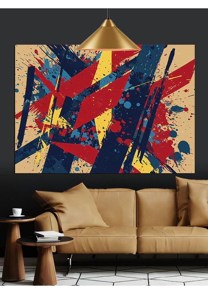 Soyut Dikey Fırça Darbeleri Dekoratif Kanvas - Mdf Ahşap Tablo indirimleri