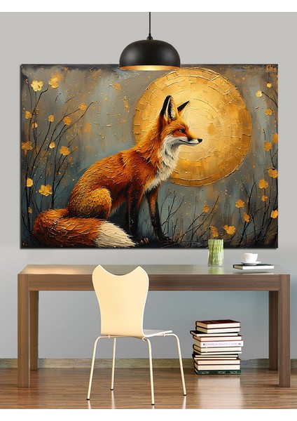 Tilki Yerde Oturuyor Portre Dekoratif Kanvas - Mdf Ahşap Tablo indirimleri