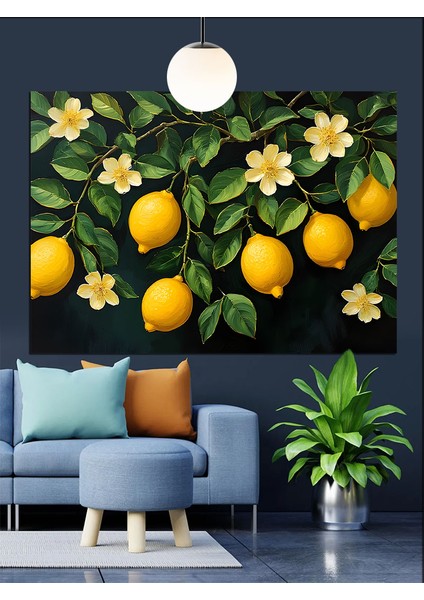 Parlak Sarı Limon Ağacı Dekoratif Kanvas - Mdf Ahşap Tablo modelleri