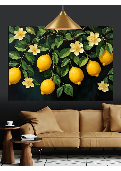 Parlak Sarı Limon Ağacı Dekoratif Kanvas - Mdf Ahşap Tablo fırsatları