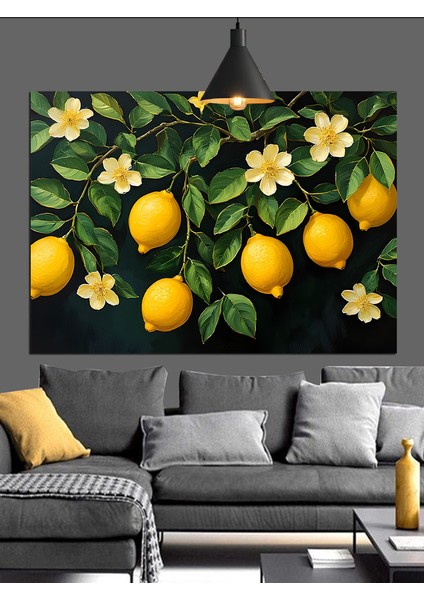 Parlak Sarı Limon Ağacı Dekoratif Kanvas - Mdf Ahşap Tablo indirimleri