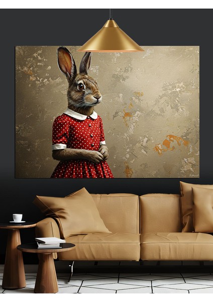 Tavşan Model Portre Dekoratif Kanvas - Mdf Ahşap Tablo fiyatları