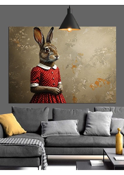 Tavşan Model Portre Dekoratif Kanvas - Mdf Ahşap Tablo modelleri