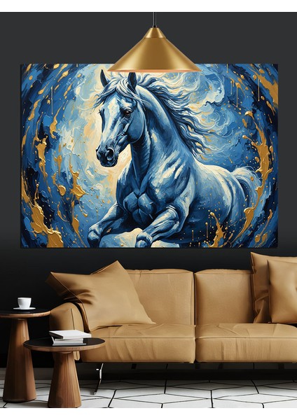Koşan Vahşi Beyaz At Dekoratif Kanvas - Mdf Ahşap Tablo modelleri