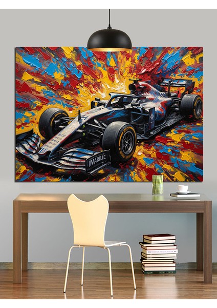 Hızlı Yarış Arabası Soyut Çizim Dekoratif Kanvas - Mdf Ahşap Tablo indirimleri