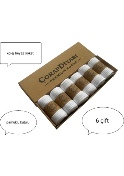 Çorapdiyari Kolej Soket Pamuk Çorap Kutulu 6 Çift