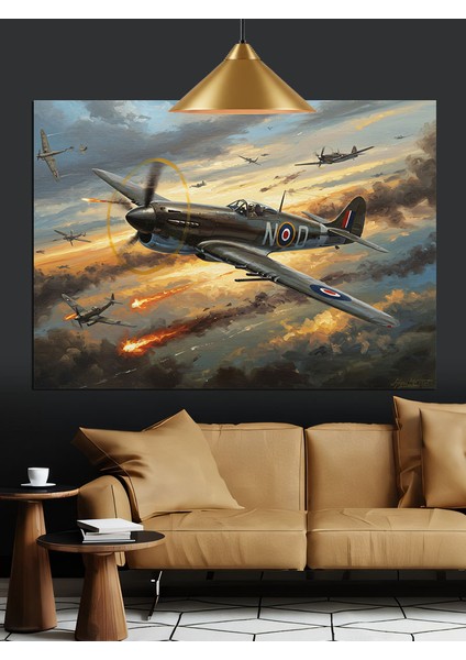 Uçak Gün Batımı Havada Dekoratif Kanvas - Mdf Ahşap Tablo modelleri
