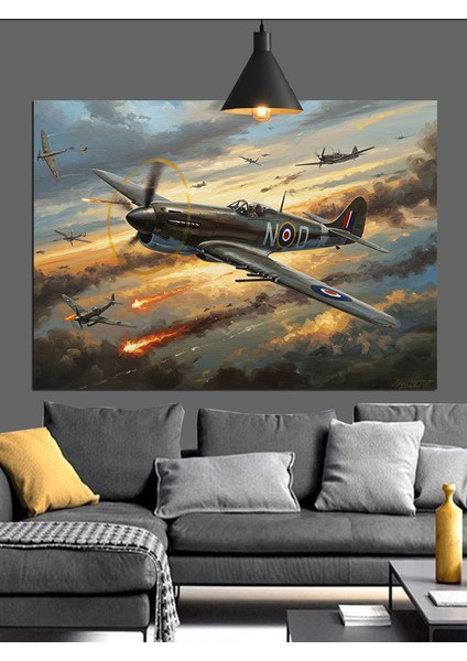 Uçak Gün Batımı Havada Dekoratif Kanvas - Mdf Ahşap Tablo fırsatları