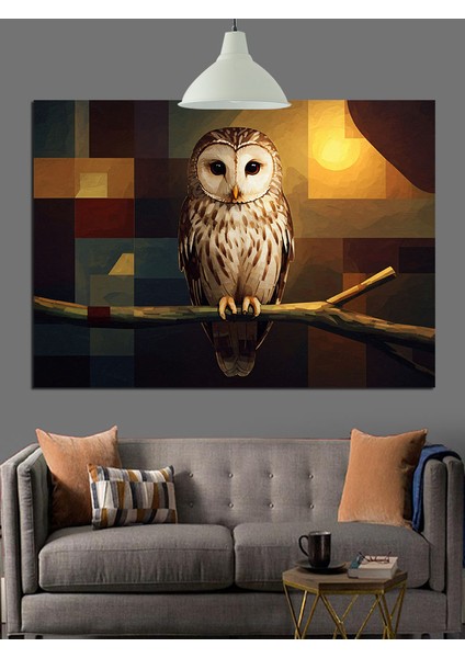 Orman Baykuşu Detay Portre Dekoratif Kanvas - Mdf Ahşap Tablo