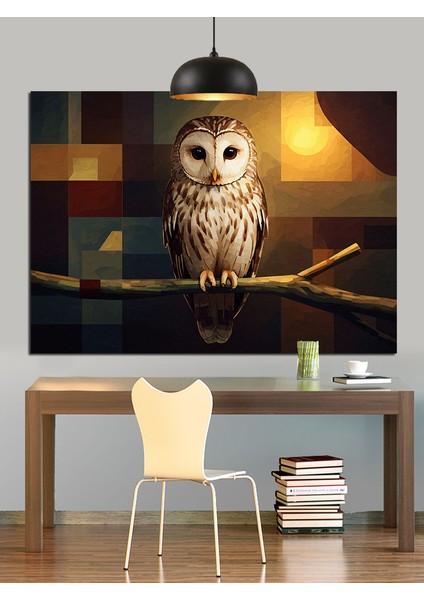 Orman Baykuşu Detay Portre Dekoratif Kanvas - Mdf Ahşap Tablo fiyatları