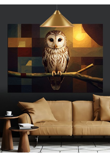 Orman Baykuşu Detay Portre Dekoratif Kanvas - Mdf Ahşap Tablo fırsatları