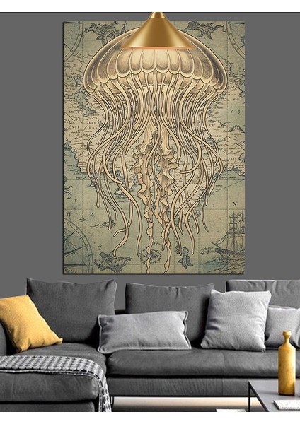 Haritalar ve Notlarla Dolu Karmaşık Eski Parşömen Dekoratif Kanvas - Mdf Ahşap Tablo