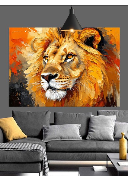 Aslan Kral Güçlü Yele Dekoratif Kanvas - Mdf Ahşap Tablo