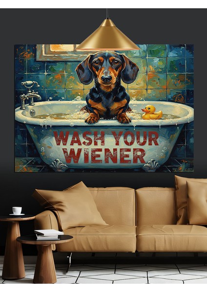 Küvetteki Sosis Köpek Dekoratif Kanvas - Mdf Ahşap Tablo modelleri