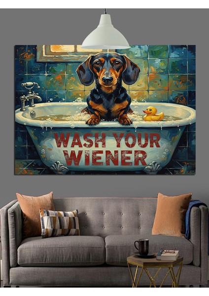 Küvetteki Sosis Köpek Dekoratif Kanvas - Mdf Ahşap Tablo indirimleri
