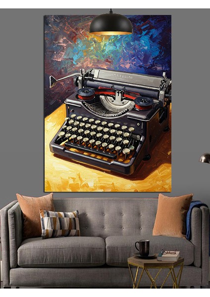 Eski Model Bir Daktilo Yakından Görünüm Dekoratif Kanvas - Mdf Ahşap Tablo
