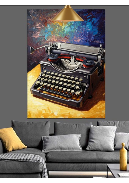 Eski Model Bir Daktilo Yakından Görünüm Dekoratif Kanvas - Mdf Ahşap Tablo fırsatları