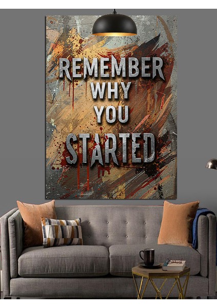 Neden Başladığını Hatırla Motivasyon Posteri Dekoratif Kanvas - Mdf Ahşap Tablo