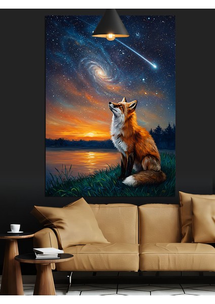 Gece Gökyüzünde Parlayan Göktaşı Yağmuru Dekoratif Kanvas - Mdf Ahşap Tablo