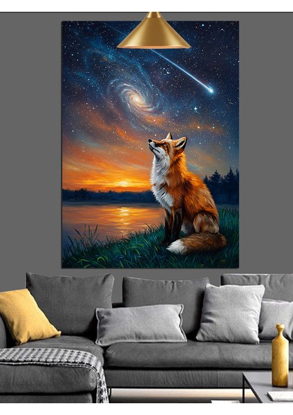 Gece Gökyüzünde Parlayan Göktaşı Yağmuru Dekoratif Kanvas - Mdf Ahşap Tablo fiyatları