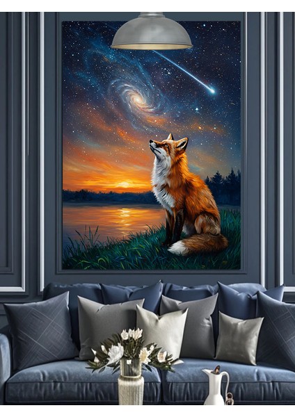 Gece Gökyüzünde Parlayan Göktaşı Yağmuru Dekoratif Kanvas - Mdf Ahşap Tablo modelleri