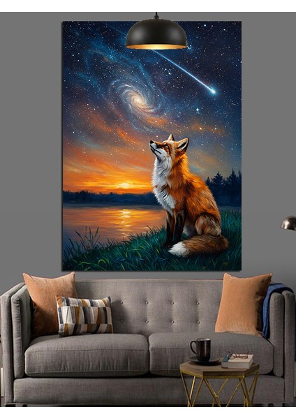 Gece Gökyüzünde Parlayan Göktaşı Yağmuru Dekoratif Kanvas - Mdf Ahşap Tablo fırsatları