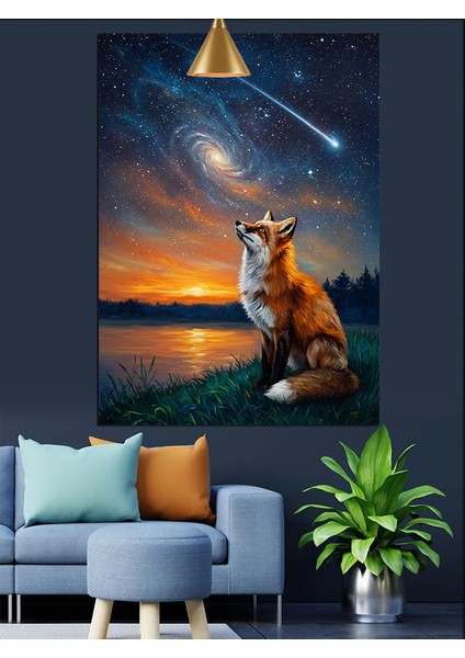 Gece Gökyüzünde Parlayan Göktaşı Yağmuru Dekoratif Kanvas - Mdf Ahşap Tablo indirimleri