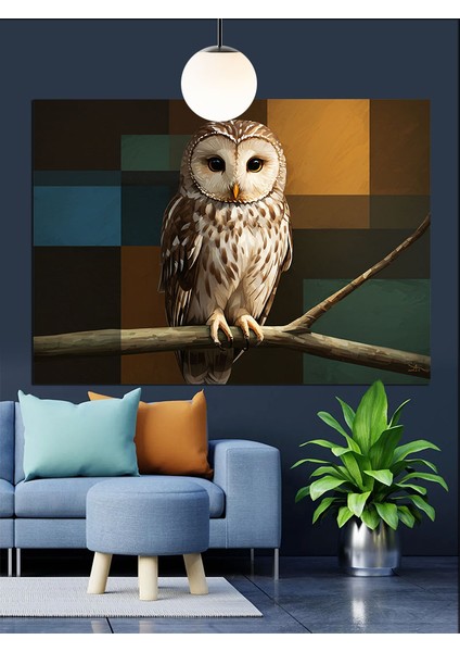 Orman Baykuşu Ağaç Dalı Dekoratif Kanvas - Mdf Ahşap Tablo modelleri