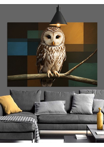 Orman Baykuşu Ağaç Dalı Dekoratif Kanvas - Mdf Ahşap Tablo indirimleri