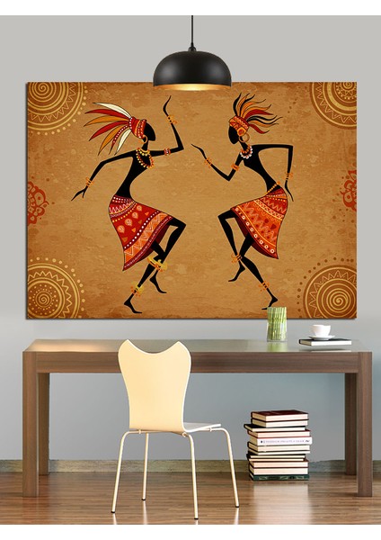Afrika Dansı Silüetleri Figürler Dekoratif Kanvas - Mdf Ahşap Tablo