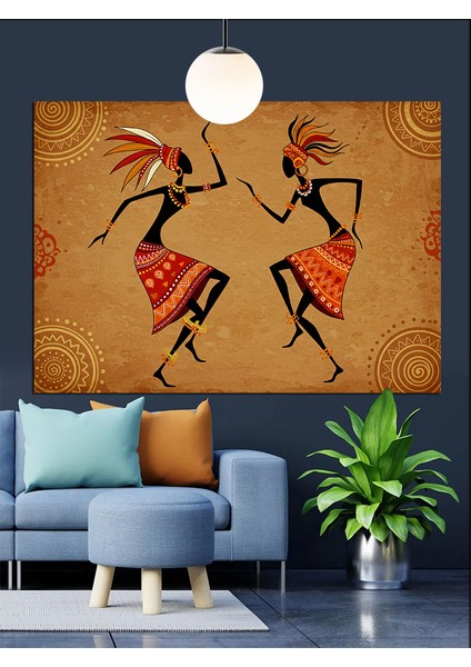 Afrika Dansı Silüetleri Figürler Dekoratif Kanvas - Mdf Ahşap Tablo fiyatları