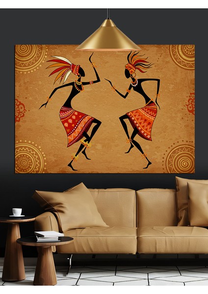 Afrika Dansı Silüetleri Figürler Dekoratif Kanvas - Mdf Ahşap Tablo modelleri