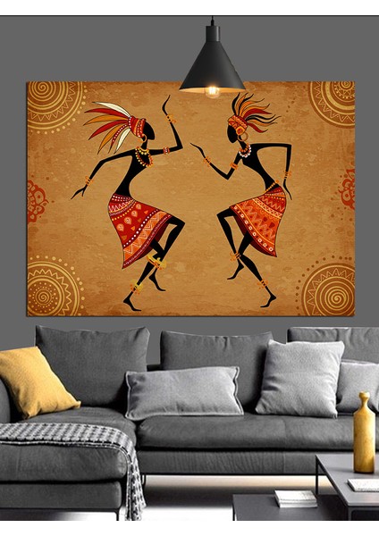 Afrika Dansı Silüetleri Figürler Dekoratif Kanvas - Mdf Ahşap Tablo fırsatları