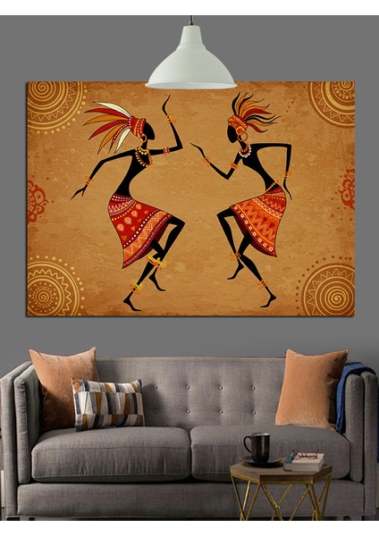 Afrika Dansı Silüetleri Figürler Dekoratif Kanvas - Mdf Ahşap Tablo indirimleri