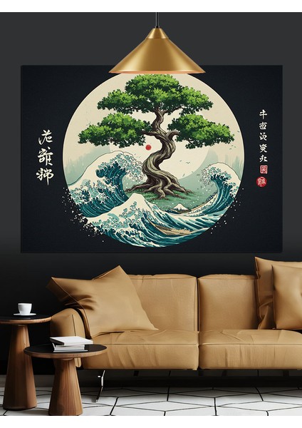 Japon Dalgası ve Dağ Dekoratif Kanvas - Mdf Ahşap Tablo indirimleri