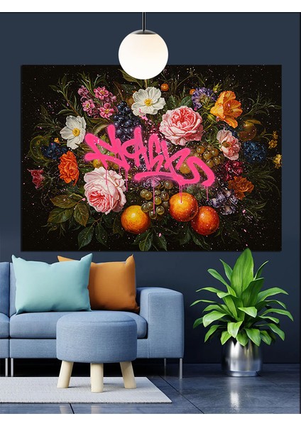 Canlı Çiçekler ve Meyveler Dekoratif Kanvas - Mdf Ahşap Tablo
