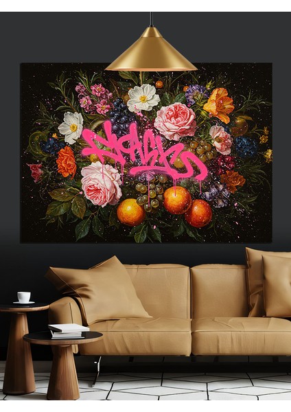 Canlı Çiçekler ve Meyveler Dekoratif Kanvas - Mdf Ahşap Tablo fiyatları