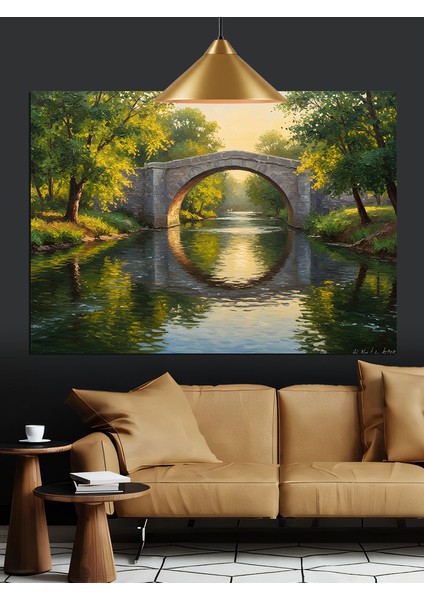 Sisli Köprü Yansıması Dekoratif Kanvas - Mdf Ahşap Tablo fiyatları