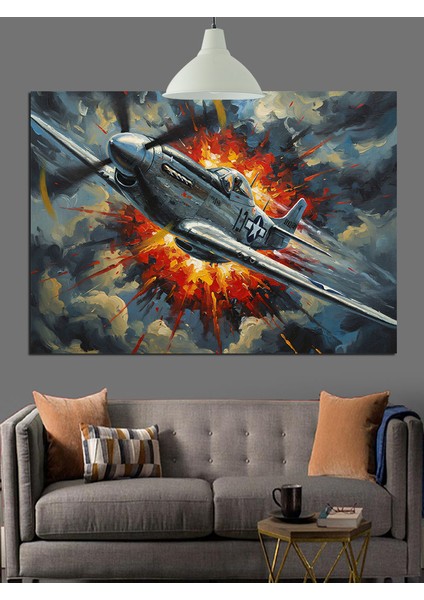 Uçağın Patlama Anı Dekoratif Kanvas - Mdf Ahşap Tablo