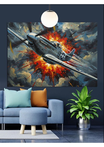 Uçağın Patlama Anı Dekoratif Kanvas - Mdf Ahşap Tablo modelleri