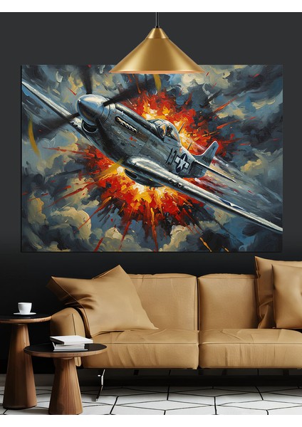 Uçağın Patlama Anı Dekoratif Kanvas - Mdf Ahşap Tablo fırsatları