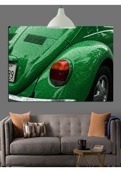 Yeşil Kaplumbağa Araba Detayı Dekoratif Kanvas - Mdf Ahşap Tablo fiyatları