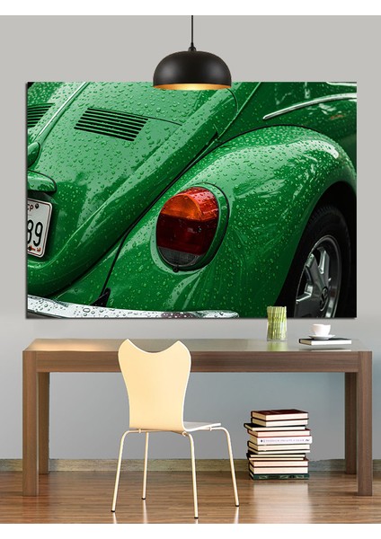 Yeşil Kaplumbağa Araba Detayı Dekoratif Kanvas - Mdf Ahşap Tablo modelleri